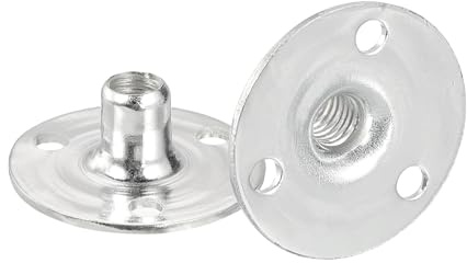 QUARKZMAN 12 Pièces Écrou en T pour Trou de Brad M6 M6x28x1,2mm | avec Base Ronde à Visser pour Quincaillerie de Meubles Écrous d'Insertion de Filetage Femelle de Bride en Acier Carbone