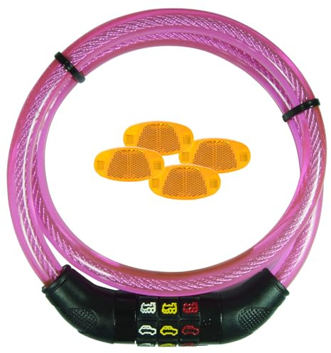 Symbol-Kabelschloss pink + 4 Speichenreflektoren