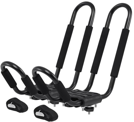 H-YEEU 2 stück Universal Auto Kajakhalter Bootsträger Auto Dach Bootshalterung Dachträger Kajak Stütze Universal J bar Dachträger Halter für Kajak und Skibrett