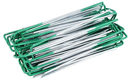 Pasadores en U galvanizados, 100 Piezas de Grapas de Paisaje galvanizadas, estacas de césped Artificial Verde, Grapas, estacas de Barrera de césped para césped Artificial