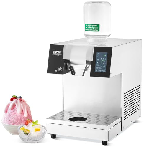 VEVOR Máquina de Hielo en Forma de Copos de Nieve 230kg/24 h Máquina para Raspar Hielo Acero Inoxidable Sistema de Enfriamiento por Aire para Rápida Disipación del Calor para Panaderías, Cafeterías