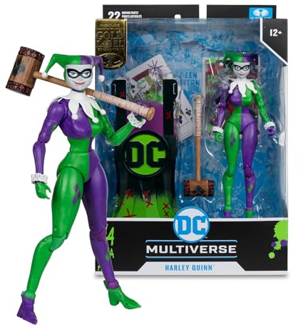 McFarlane Toys DC Multiverse Harley Quinn Edition Gold Figura acción de 18 cm, Figura Coleccionable de Batman de DC con Tarjeta Personaje coleccionista única, a Partir de 12 años, Bizak (64387237)