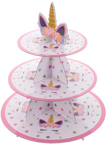 Alipis Unicorn Cake Stand Fun Paper Dessert Holder for Birthday Wedding Celebrations Safe Food-grade Material Charming Unicorn Design Festive European Style