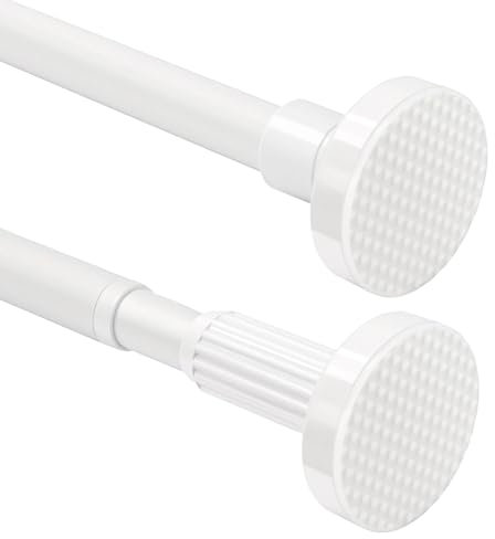 1 Stück Gardinenstange ohne Bohren, Duschvorhangstange mit Einem Durchmesser von 25 mm, Teleskopstange Vorhangstange zum Klemmen für Gardinen, Badezimmer, weiß, 110-200cm