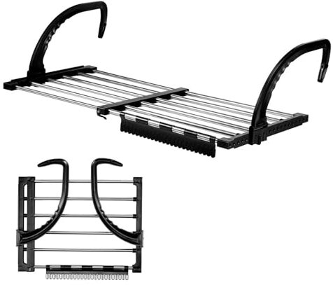 BODOBTF Wäscheständer, zusammenklappbar, 42–72 cm, ausziehbar, für den Balkon, Edelstahl