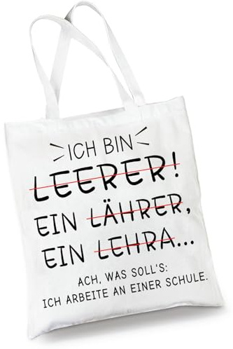 GluckGeschenk Lehrerin Geschenk, Lustige Geschenke für Lehrerin Grundschule Weiterführende Schule, Baumwollbeutel, Geschenk für Lehrer