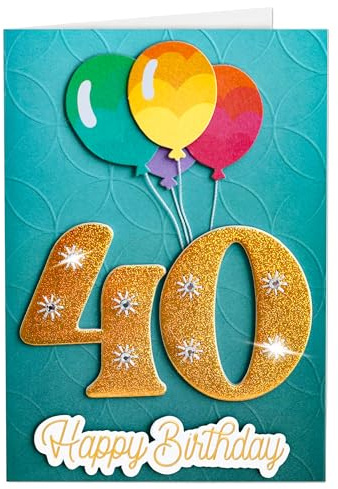 Joli Coon Geburtstagskarte 40 SIGNATURE 3D, mit FinePaper Kuvert | 350g Designerpapier, Fine-Paper-Kuvert, goldener Siegelsticker, für persönliche Geburtstagswünsche, Premium-Papeterie