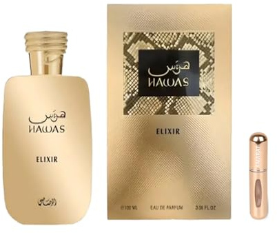 Hawas Elixir Eau de Parfum, 100 ml, profumo arabo per uomo, a lunga durata, con vaporizzatore ricaricabile, profumo orientale gourmand con note di menta, cioccolato nero e vaniglia