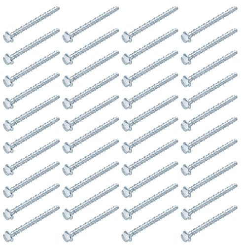 XxinXrong Set di 40 viti per calcestruzzo M6 x 75 mm, testa esagonale, viti per calcestruzzo zincate con disco per muratura architettura industriale