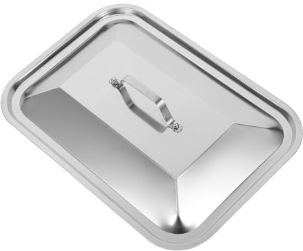 Ciieeo Couvercle de Plateau de Cuisson Profond Acier Inoxydable avec Poignée Couvercle Rectangulaire pour Plat à Poisson Adapté pour Barbecue Extérieur et Pique et Facile à Nettoyer