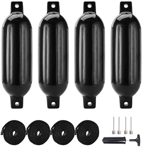 VANCUS Boat Fenders 4 Pack, Boat Bumpers for Docking, Black - 4.5x 16