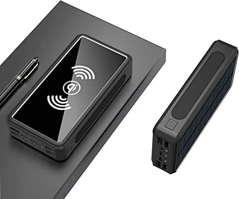 Chargeur Portable Power Bank, Batterie Externe à Charge Rapide, Chargeur Solaire à Induction sans Fil, 100 000 mAh, Chargeur Solaire Portable sans Fil - Batterie Externe avec indicateur d'ét