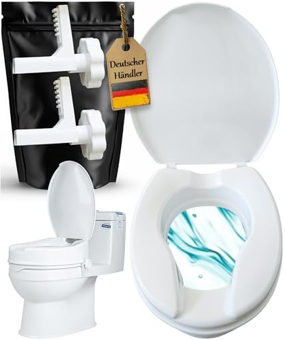 Toilettensitzerhöhung 5cm mit Deckel von FabaCare, WC-Sitz Toilettenaufsatz bis 200kg belastbar, ergonomische Klo-Erhöhung, sehr robust,leicht, stabil, autoklavierbar