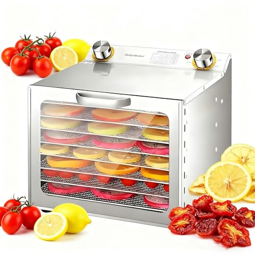 SIEEOUR Dehydrators For Food And Jerky, 8/12 Layer Freeze Dried Machine Offers 400w/800w Power, Stainless Steel Construction, And Full Timer & Temperature Control,For Fruits, Vegetables(8 layers)