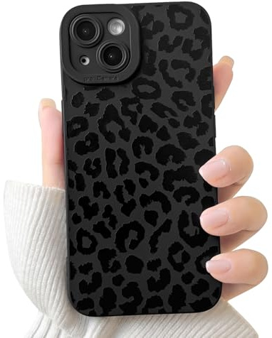 NITITOP Cover per iPhone 13 Leopardato Disegni Carina , Nero | per Ragazze Femminile, Aesthetic leopard Stampa, Silicone Morbido Antiurto, Protezione Fotocamera Resistente Custodia