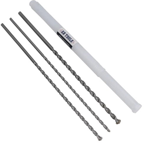 AB Tools 3pc Long Masonry Drills for Bricks Blocks Concrete Carbide Tips 400mm 8-12mm