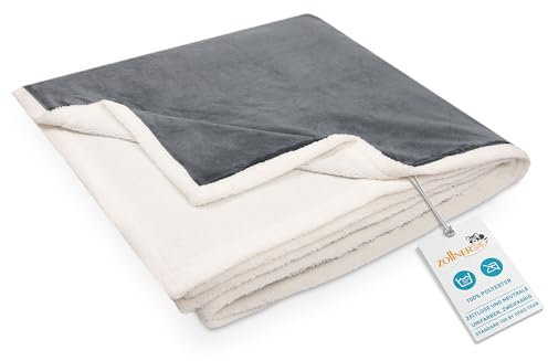 ZOLLNER24 Kuscheldecke extra flauschig in 150x200 cm - warme Couchdecke - waschbar bis 30°C – Flauschiges Lammfellimitat und softes Kuschelfleece - Hotelwäschequalität - Oeko Tex® Zertifiziert