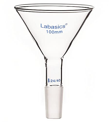 Labasics Pulvertrichter aus Glas mit Kurzem Stiel und 100 mm Spitze O.D. und 24/40 Inner Joint Glass Funnel Filtertrichter Glastrichter