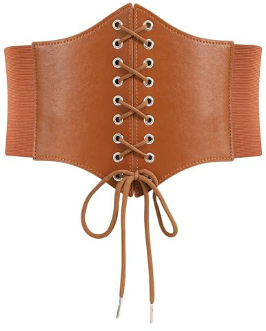 WERFORU Frauen Tied Waspie Gürtel Breiter Schnürgürtel Korsett Elastische Taille Gürtel für Halloween Party