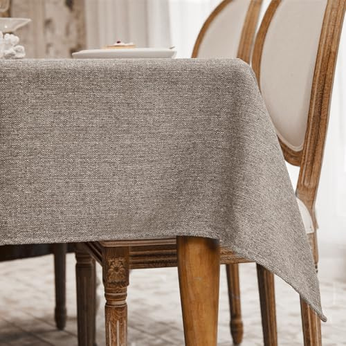 Tischdecke Abwaschbar Reisbraun 140 x 180 cm Leinenoptik Wasserdicht | Tischdecke outdoor Lotuseffekt Tischtuch Eckig Gartentischdecke für Esstisch Küche Hochzeit Alltag Partys Weihnachten Neujahr