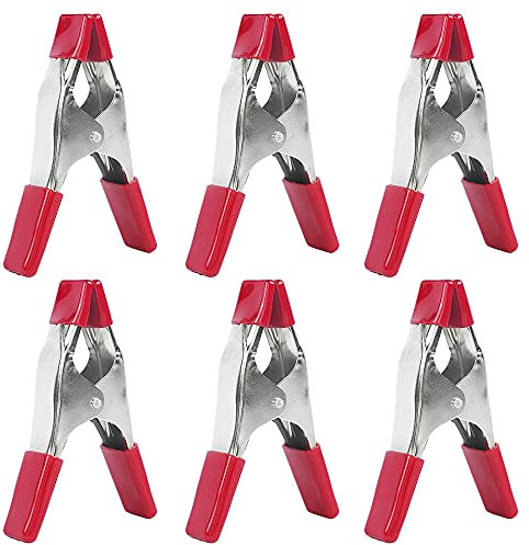 DXiongW 6 Pezzi 4 Pollici Morsetti a Colla in Metallo Con Rivestimento in Gomma Morsetti a Molla in Metallo per Campeggio Telone Lavori Artigianali in Legno