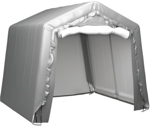 vidaXL Lagerzelt UV-beständig Industriezelt Zelthalle Weidezelt Zelt Zeltgarage Foliengarage Unterstand Lagerhalle 240x240cm Stahl Grau