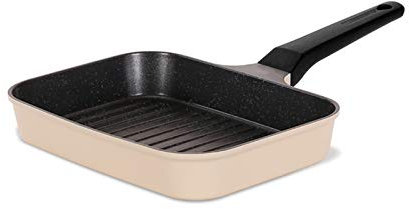 Liudan Padella Grill Pan 10.2 Pollici Padella Antiaderente Portatile per Pesci Bistecca e Barbecue, fornello a induzione Gas a Gas Aperta Fiamma Universale Padella Antiaderente