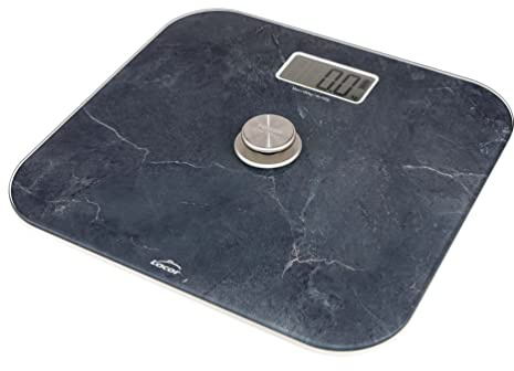 Lacor - 61742 - Personenwaage mit EcoMove Marmor-Effekt, extra flaches gehärtetes Glas von 5 mm, LCD-Display, Maße 31 x 29 x 5 cm | Langlebiges Profi-Utensil; entwickelt für optimale Leistung und schnelle, unkomplizierte Reinigung in der Spülmaschine