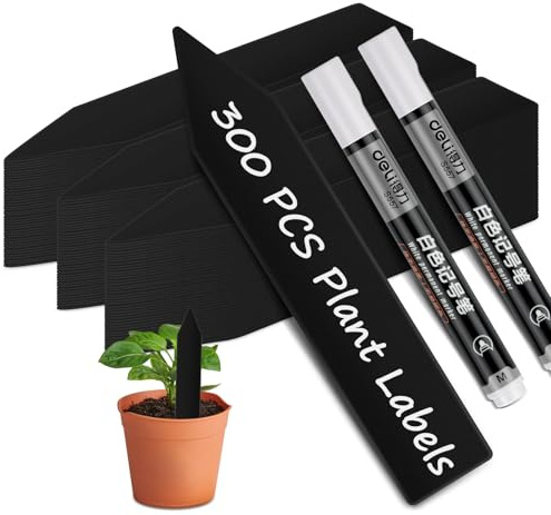 Plastic Plant Labels, 150Pcs Plant Tags Garden Plant Markers Plant Labels for Garden Seed Potted Herbs Flowers Vegetables, Multicolor (300PCS-Black)