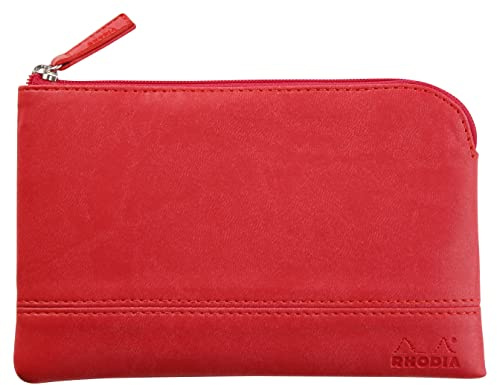 Rhodia 116545C - Rhodiarama pochette zippé en simili cuir italien - taille S (11x17 cm) CORAIL
