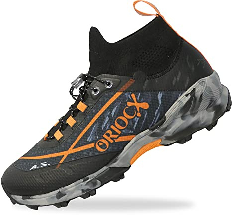 Oriocx ETNA 21 Pro - Zapatillas de Trail Running Apta para canicross, swimrun y Carreras de obstáculos Unisex - Negro Naranja Talla 44