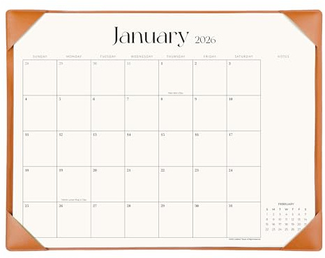 Simplified Desk Calendar 2026 with Desktop Mat, Cabbrix Large Desk Pad Calendar 21 x 16-1/2 Including January 2026 to June 2027 Desk Blotter Calendar for Home School and Office (Brown)