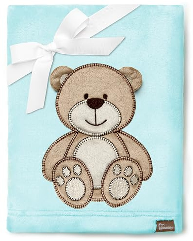 Be Mammy Coperta calda per bambini con peluche regalo per bambino con motivi 3D (Blu Polvere - Orso)