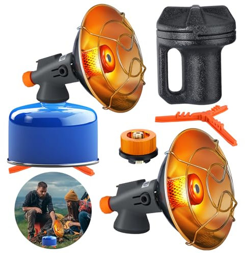 VIHOSE 2 Sets Heater Portable Heater for Camping Outdoor Space with Storage Box Conversion Head and Bracket Small Gas Tank Holder Tent Garage Fishing Stove Golf Cart