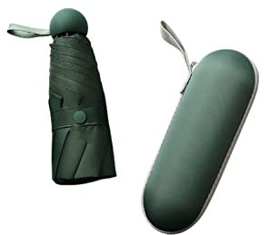 Ombrellone,Ombrellone da viaggio pieghevole,Ombrelloni anti-UV a 8 costole Ombrelloni anti-pioggia e sole Pieghevoli Capsula Ombrellone da spiaggia Mini Ombrello tascabile for donna ( Color : Green ,