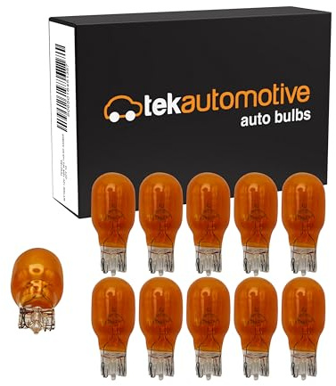 Tek Automotive 958 WY16W Amber Car Light Bulbs, Orange Indicator Bulbs 12V, 921BA 16W W2.1x9.5D, Capless Car Bulbs - Box of 10