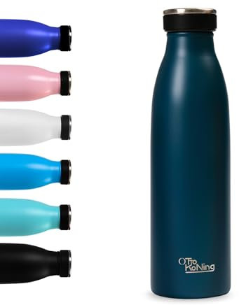 Edelstahl Trinkflasche 500ml - Otto Koning - Doppelwandige Vakuumisolierte Thermoskanne. Hält kalte Getränke 24 Stunden und heiße Getränke 12 Stunden. Auslaufsichere Thermosflasche BPA-frei