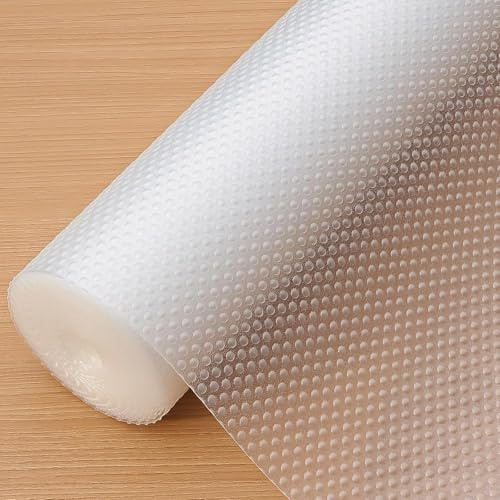 Hersvin 80cmx500cm Plastico Protector para Cocina Cajones, Alfombras Non Adhesivo para Nevera Mueble Fregadero Estante Organizador Cubiertos EVA Cubre Encimera(Transparente Punto)