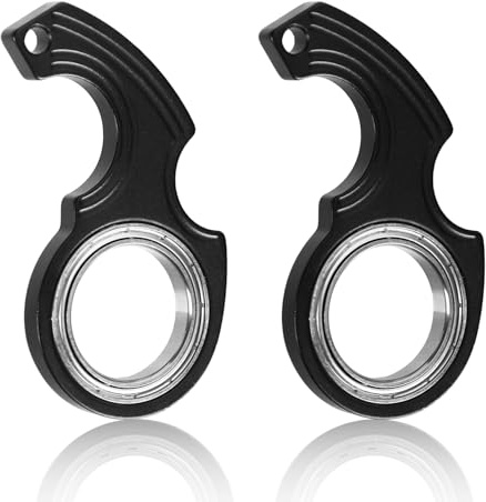 2st Nyckelring Spinnare Fidget Leksak, Bärbar Fingersnurrande Nyckelring med 2st Nyckelring Roliga Nyckelhållare för Vuxna Tonåringar Fingerträning (Svart)