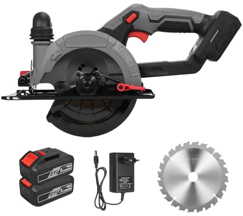 Jemora Scie circulaire électrique de 6 pouces, moteur sans balais 21V 6800 tr/min, scie circulaire compacte pour carrelage avec lames de scie 24T, batterie au lithium 4,0 Ah, angle et profondeur régla