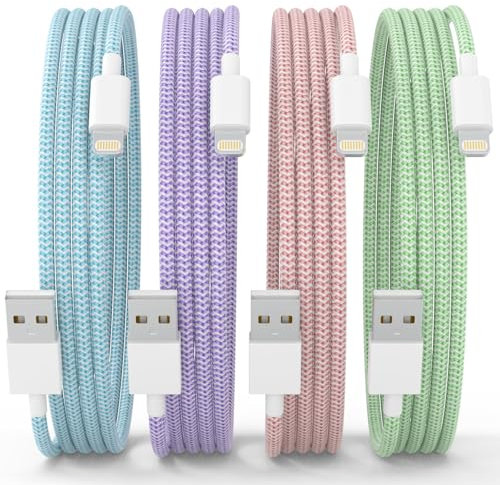 iPhone Charger Cable 4Pack 6FT [MFi Certified] USB A to Lightning Cable Nylon Braided i Phone Fast Charging Cord Long i Phone Charger for iPhone 14 13 12 11 Pro/Pro Max/Plus/mini/X/XR/XS/SE/8/7/6/6S