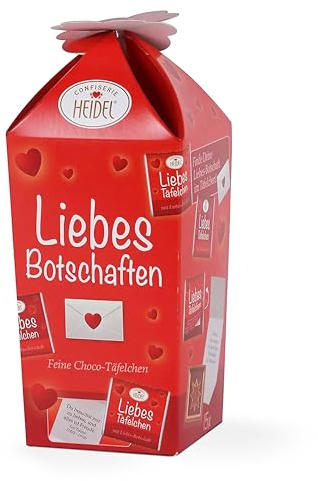 Heidel Liebesbotschaften - Vollmilchschokolade Täfelchen (75g) - 15 Stück Schokolade Mini-Tafeln - Vielfältige Liebesbotschaften - Exquisite Geschenkidee