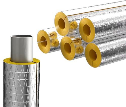 LRHELPBNR Cylindre en Laine De Roche avec Aluminium, Isolation De Conduits De Cheminées, Tuyaux De Poêles Diam, pour Tuyau d'eau De Chauffage,Support De Poignée D'outil(L 1M-60mm/2.4in,30mm)