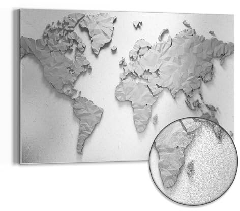 DEQORI Metall Magnettafel | 60x40 cm cm groß | Motiv 3D Origami Welkarte | Whiteboard für alle Magnete | Magnetboard Wand-Tafel für Küche & Büro | Design Magnetwand Pinnwand magnetisch