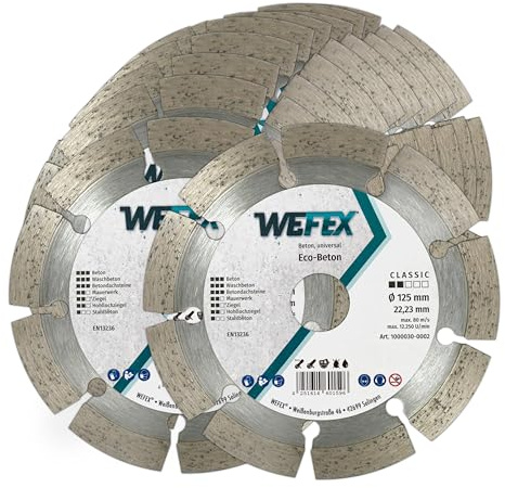 Spar-Set: 10 Stk. WEFEX Diamant-Trennscheibe Beton/Steine 125 mm x 22,23 mm