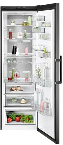 AEG ORK8M391DL 8000 Freistehender Kühlschrank - 389L,1860mm,360° Cooling,LED-Beleuchtung,Inverter Kompressor,CustomFlex Türfächer,ExtraChill Schublade,QuickDoor,Schwarz Edelstahl