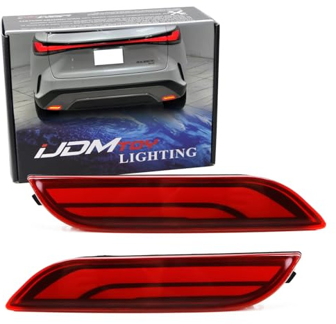 iJDMTOY Dark Red Lens Full LED Lower Bumper Reflector Lights Compatible With Lexus 2023-up RX350 RX350h RX450h, Function as Tail, Brake & Rear Fog Lamps