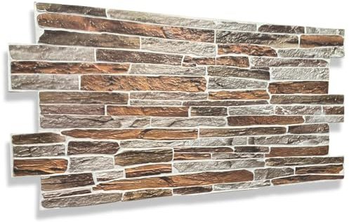 Lot de 28 panneaux en PVC 3D, aspect pierre, revêtement mural, plafond, revêtement en PVC, pour carrelage, 90 x 48 cm (CPVC09)