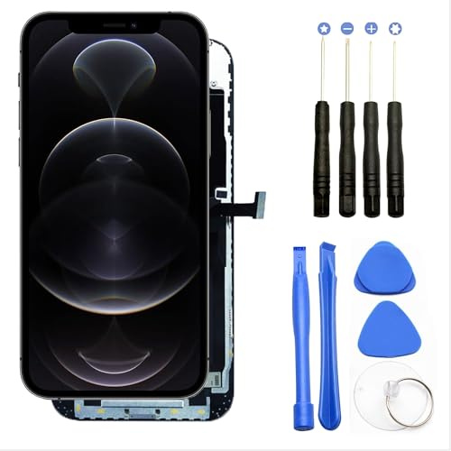 FLYCDI Écran LCD de Remplacement pour iPhone 12 Pro Max, 6.7 Full HD, Tactile 3D avec Assemblage Complet, Kit de Réparation Inclus, Protecteur d'Écran, Compatible Modèles A2342 A2410 A2411 A2412