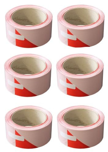 Soppec Ruban De Signalisation - Lot 6 Bandes Chantier Et, Blanc, Rouge, 50 Mm X 100 M